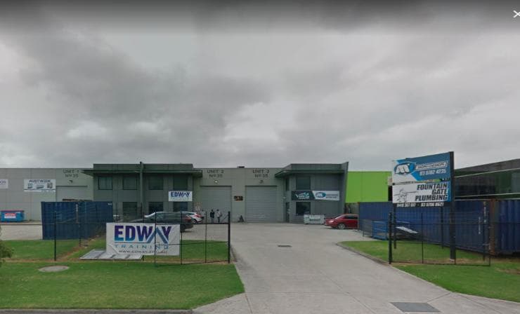 Edway Training and Training Aid's Hallam centre: Unit 2 in a row of industrial units, with the Edway Training sign on the front fence.